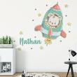 Wall decals Names - Wall decal teddy bear in the space rocket customizable names - ambiance-sticker.com