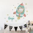 Wall decals Names - Wall decal teddy bear in the space rocket customizable names - ambiance-sticker.com
