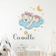 Wall decals Names - Wall decal teddy bear girl is sleeping customizable names - ambiance-sticker.com