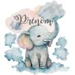 Wall sticker Names - Wall sticker watercolor effect elephant customizable names - ambiance-sticker.com
