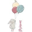 Wall sticker Names - Wall sticker rabbit and 3 balloons customizable names - ambiance-sticker.com