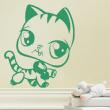 Wall decals for kids - Silhouette cat with a collar wall decal - ambiance-sticker.com