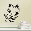 Wall decals for kids - Silhouette cat with a collar wall decal - ambiance-sticker.com