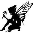 Figures wall decals - Wall decal Silhouette fairy holding a flower - ambiance-sticker.com
