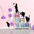 Animals wall decals - Silhouettes of cute cats Wall decal - ambiance-sticker.com