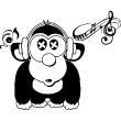 Animals wall decals - Monkey listening to music Wall decal - ambiance-sticker.com