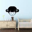 Wall decals for kids - Girl face with quilts wall decal - ambiance-sticker.com