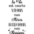 Wall decal Vivons nos rêves decoration - ambiance-sticker.com