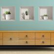 Wall decals 3D - Wall decal 3D effect pots cactus plants - ambiance-sticker.com