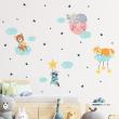 Animals wall decals - Wall sticker magic animals and clouds - ambiance-sticker.com