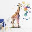 Animals wall decals - Wall decals animals watercolor artistic giraffe - ambiance-sticker.com
