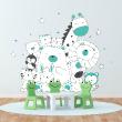 Wall decals child animals Wall decals animals happy together turquoise - ambiance-sticker.com