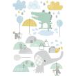 Animals wall decals - Happy animals in the rain stickers - ambiance-sticker.com