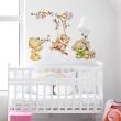 Wall decals child animals Wall decals animals teddy bears and pink flowers - ambiance-sticker.com