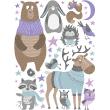 Wall decals for kids - Scandinavian animal stickers under the starry sky - ambiance-sticker.com