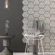Wall decal hexagon cement tiles - Wall decal hexagon tiles shades of gray antique - ambiance-sticker.com