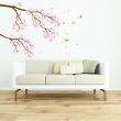 Flowers wall decals - Tree branch pink flowers and hummingbirds wall decal - ambiance-sticker.com