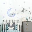 Animals wall decals - Sweet night cat and moon stickers - ambiance-sticker.com