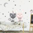 Animals wall decals - Cat, rabbit and birds in the stars wall decal - ambiance-sticker.com