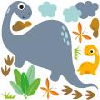 Wall decals for kids - Wall stickers dinosaur mom and her little - ambiance-sticker.com