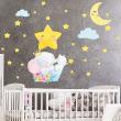 Wall decals for kids - Wall decals flying elephant and 70 stars - ambiance-sticker.com