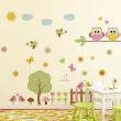 Wall decals for kids - Wall decals child owls in spring - ambiance-sticker.com