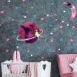 Wall decal child girl in space - ambiance-sticker.com
