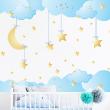Stickers children city Wall decals stars and clouds in the sky - ambiance-sticker.com