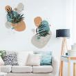 Wall decals design - Wall decals artistic tropical leaves and paint stains blue - ambiance-sticker.com