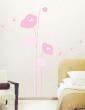 Flowers wall decals - Pink poppy flowers and birds wall decals - ambiance-sticker.com