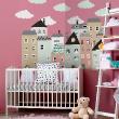 Wall decals for kids - Giant city in the clouds wall decal - ambiance-sticker.com