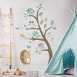 Wall decals for kids - Hedgehogs and birds of the woods stickers wall decal - ambiance-sticker.com