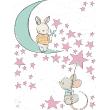 Wall decals for kids - Rabbit and mouse discovering the stars wall decal - ambiance-sticker.com