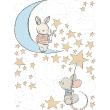 Stickers muraux pour les enfants - Stickers lapin et souris dans le ciel étoilé - ambiance-sticker.com