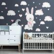 Animals wall decals - Rabbits in the clouds of hearts wall decal - ambiance-sticker.com