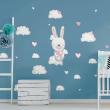 Animals wall decals - Rabbits in the clouds of hearts wall decal - ambiance-sticker.com