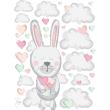 Stickers muraux Animaux - Rabbits in the clouds of hearts wall decal - ambiance-sticker.com