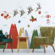 Nature wall decals - Stickers mountains Santa Claus and his reindeer - ambiance-sticker.com