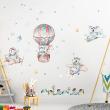 Wall decals for kids - Hot air balloon and pilot animals wall decal - ambiance-sticker.com