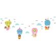 Stickers muraux Animaux - Wall decals hot air balloons and enchanting animals - ambiance-sticker.com