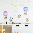 Animals wall decals - Hot air balloon and cheerful animals stickers - ambiance-sticker.com
