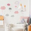 Wall decals clouds - Wall decal clouds under a rain of hearts - ambiance-sticker.com