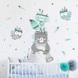 Wall decals for kids - Bear cub and indian fox wall decal - ambiance-sticker.com