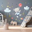 Animals wall decals - Teddy bear and balloons flying in the clouds stickers - ambiance-sticker.com
