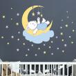 Wall decals for kids - Wall decals playful bear on his cloud + 80 stars - ambiance-sticker.com