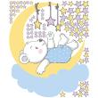 Wall decals for kids - Wall decals playful bear on his cloud + 80 stars - ambiance-sticker.com