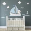 Wall decals marine - Wall decal teddy bear on his boat - ambiance-sticker.com