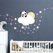 Wall decals Names - Wall decal baby girl panda on the cloud and 50 stars - ambiance-sticker.com