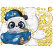 Wall decals for kids - Wall decals panda by car and 60 stars - ambiance-sticker.com