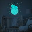 Wall decals for kids - Wall decals glow in the dark child baby elephant on the moon and 30 stars - ambiance-sticker.com